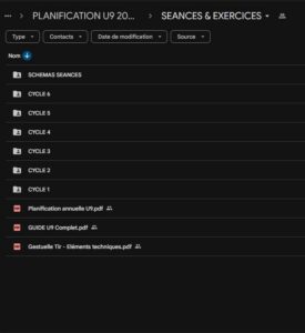 Extrait guide U9 - Espace personnel séances et entrainements PDF