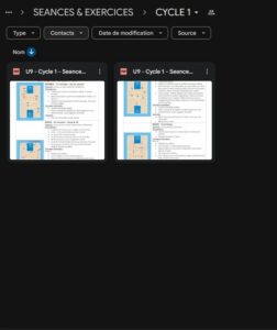 Extrait guide U9 - Espace séance et entrainement PDF